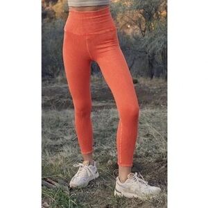FP Movement Orange Ribbed High Rise Happiness Runs Leggings